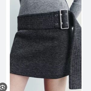 Zara Charcoal Mini Skirt with Buckle Accent Medium NWOT